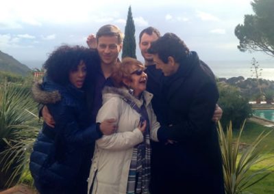 On location in the South of France with Lara Rossi, Tom Wlaschiha, Richard Flood and Marc Lavoine, filming Crossing Lines, 2014