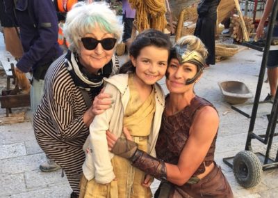 Robin Wright as General Antiope with JCB on the set of Wonder Woman.